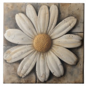 Witte Daisy Flower Stone effect Tegeltje (Voorkant)