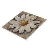 Witte Daisy Flower Stone effect Tegeltje (Zijkant)