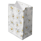 Witte Daisy Flowers Boho Botanische Waterverf Medium Cadeauzakje (Voorkant Gekanteld)