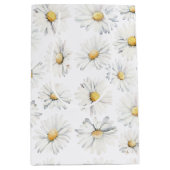Witte Daisy Flowers Boho Botanische Waterverf Medium Cadeauzakje (Voorkant)