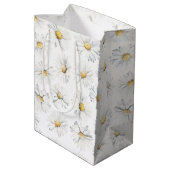 Witte Daisy Flowers Boho Botanische Waterverf Medium Cadeauzakje (Achterkant Gekanteld)