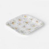Witte Daisy Flowers Boho Elegant Leuke Waterverf Papieren Bordje (Gebogen)