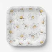 Witte Daisy Flowers Boho Elegant Leuke Waterverf Papieren Bordje (Voorkant)