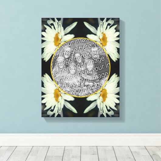Witte Daisy Flowers Creëer Uw Eigen Foto Canvas Afdruk (Insitu (Houten vloer))