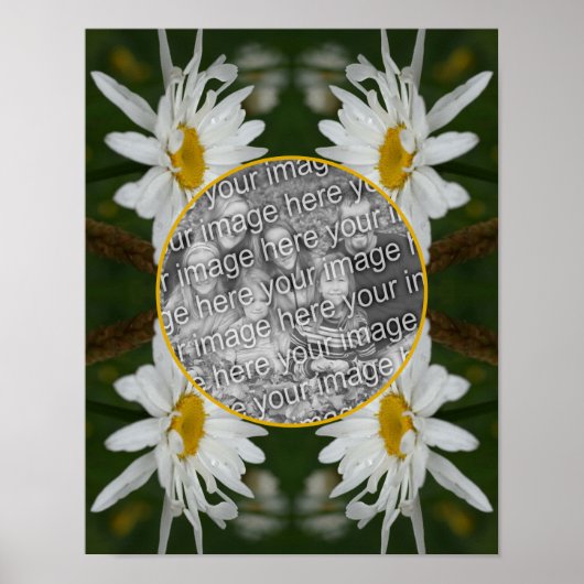 Witte Daisy Flowers Lijst Creëer Uw eigen foto Poster (Voorkant)