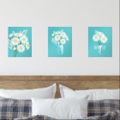 Witte Daisy Flowers Monogram Blauwgroen Set van 3 (Slaapkamer)
