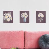 Witte Daisy Flowers Monogram Donker Paarse Set van (Woonkamer)