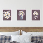 Witte Daisy Flowers Monogram Donker Paarse Set van (Slaapkamer)