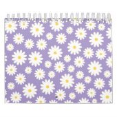 Witte Daisy Flowers Paarse Patroon 2026 Kalender (Hoes)