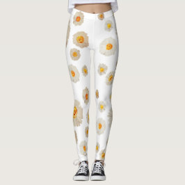 Witte Daisy Flowers patroon Aangepaste Leggings