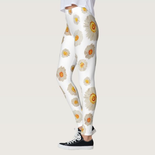 Witte Daisy Flowers patroon Aangepaste Leggings (Links)