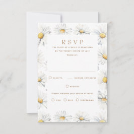 Witte Daisy Flowers RSVP-kaart voor bruiloft RSVP Kaartje