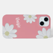 Witte Daisy Flowers Schattigee Salmon Pink Girly F Case-Mate iPhone Case (Achterkant (horizontaal))
