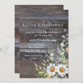 Witte Daisy Foto QR Code Huwelijk Kaart (Voorkant / Achterkant)