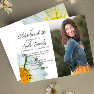 Witte Daisy Foto Viering van het Leven Kaart