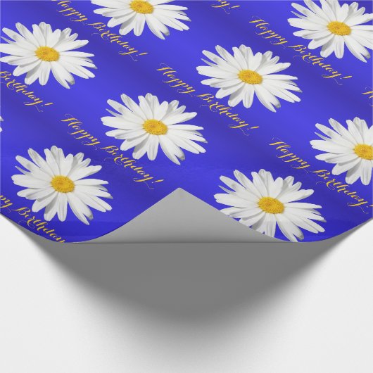 Witte Daisy Happy Birthday! Cadeaupapier (Hoek)
