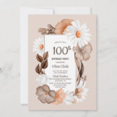 Witte Daisy Herfst 100ste Verjaardagsfeest Kaart (Voorkant)