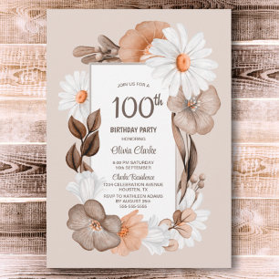 Witte Daisy Herfst 100ste Verjaardagsfeest Kaart