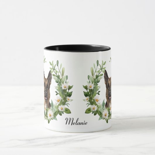 Witte Daisy krans Duitse herder hond Mok (Midden)