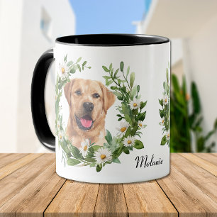 Witte Daisy Krans Gele Labrador Retriever Hond Mok