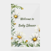 Witte Daisy Lijst Baby Jongensdouche Acryl Bord (Voorkant)