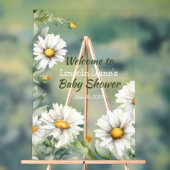 Witte Daisy Lijst Baby Jongensdouche Acryl Bord (Neutraal)