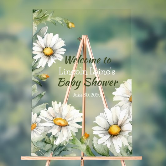 Witte Daisy Lijst Baby Jongensdouche Acryl Bord (Neutraal)