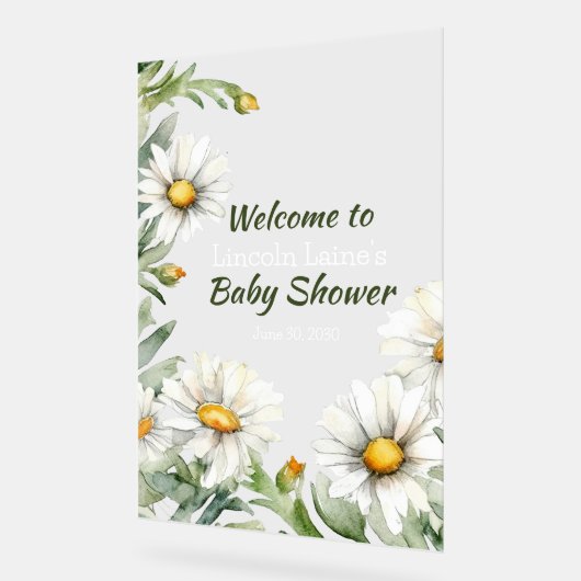 Witte Daisy Lijst Baby Jongensdouche Acryl Bord (Hoek)