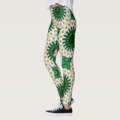 Witte Daisy Mandala met frisse groene symmetrie Leggings (Links)