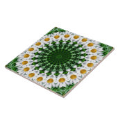Witte Daisy Mandala met frisse groene symmetrie Tegeltje (Zijkant)