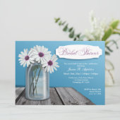 Witte Daisy Mason Jar Bruidsdouche uitnodigingen (Staand voorkant)