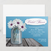 Witte Daisy Mason Jar Bruidsdouche uitnodigingen (Voorkant / Achterkant)