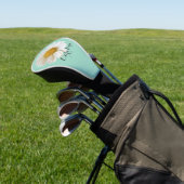 Witte Daisy met aangepaste naam Licht Blauwgroen Golfheadcover (Insitu)