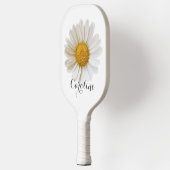 Witte Daisy met Aangepaste Naam Wit Pickleball Paddle (Links)