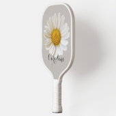 Witte Daisy met Custom Name Grey Pickleball Paddle (Links)