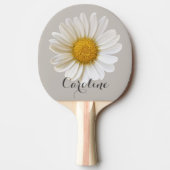 Witte Daisy met Custom Name Grey Tafeltennisbatje (Voorkant)