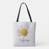 Witte Daisy met Douanenaam Lichtgrijs Tote Bag (Achterkant)