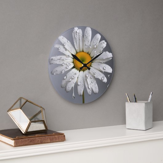 Witte Daisy met regendruppels Grote Klok (Kantoor)