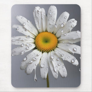 Witte Daisy met regendruppels Muismat