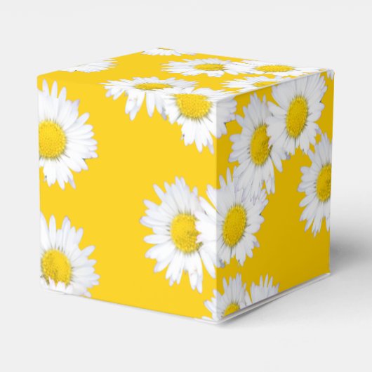 Witte Daisy op Gele Achtergrond Bedankdoosjes (Achterkant)