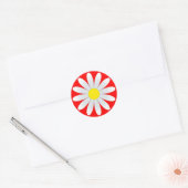 Witte Daisy op Rode Classic Ronde Sticker (Envelop)