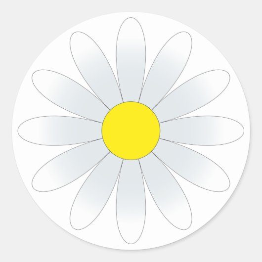 Witte Daisy op Witte Classic Ronde Sticker (Voorkant)