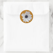 Witte Daisy Paarse Centrum Gouden Achtergrond Foto Ronde Sticker (Tas)