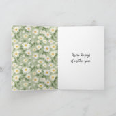 Witte Daisy Patroon met Rits voor Verjaardag Kaart (Binnen)