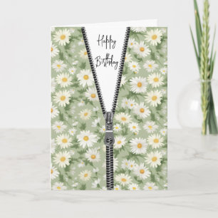 Witte Daisy Patroon met Rits voor Verjaardag Kaart