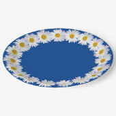 Witte Daisy rand op blauw Papieren Bordje (Gekanteld)