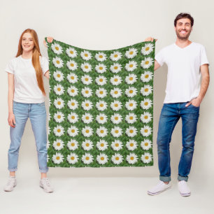 Witte Daisy Ronde Fleece Deken