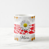 Witte Daisy Rood Geruite Mok (Center)