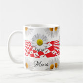 Witte Daisy Rood Geruite Mok (Links)