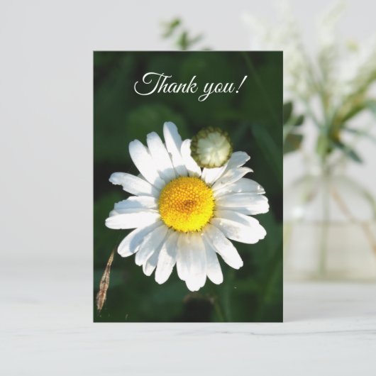 Witte Daisy-tekst Dank je wel Bedankkaart (Staand voorkant)